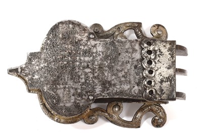 Lot 1039 - Highly ornate German steel padlock