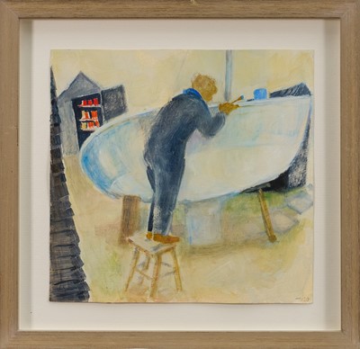 Lot 1161 - *Tessa Newcomb (b.1955) oil on card - 'This year it is going to be blue', initialled and dated '20, inscribed verso, 22cm x 23cm, in glazed frame