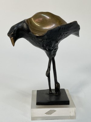 Lot 18 - Enrique Broglia (1942-2013) bronze - abstract bird, signed and editioned, body 14cm x 12cm, on square perspex base, 7cm square