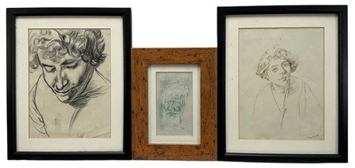 Lot 1233 - Clare Winsten (1892-1989) three portrait sketches including George Bernard Shaw, in glazed frames
