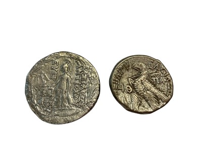 Lot 401 - Ancient - Greek silver Tetradrachms of Antiochos VII, Euergetes (Sidetes) 138-129 BC, to include Rev: With Athena standing left holding Nike, spear & shield GF/GVF & Rev: With eagle stan...