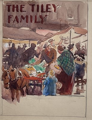 Lot 1260 - George Soper (1870-1942) pencil and watercolour illustration - The Tiley Family, 18cm x 14cm
