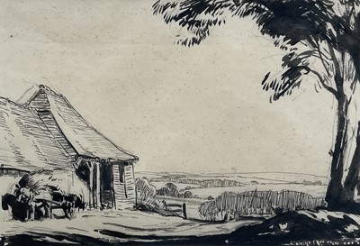 Lot 1259 - George Soper (1870-1942) pair of ink, pencil and wash drawings - 'Resting' and 'Waiting to be Unloaded'