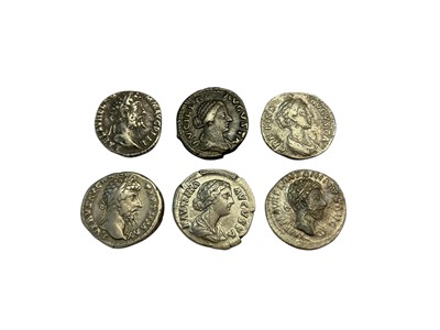 Lot 405 - Ancient - Roman 2nd century AD mixed silver Denarius to include Marcus Aurelius, Faustina Junior, Lucius Verus, Lucilla, Commodus & Crispina (N.B. Mixed grades) GF-VF) (6 coins)