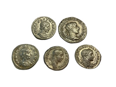 Lot 407 - Ancient - Roman early to mid 3rd century AD silver Denarius to include Julia Maesa, Julia Soaemias, Severus Alexander x 2 & Gordian III (N.B. Mixed grades) GVF-EF (5 coins)