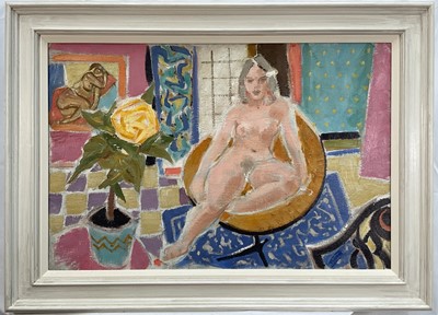 Lot 1101 - Gerald Meares (1911-1975) oil on canvas - Nude in an Interior, an oil sketch verso, 48cm x 71cm, framed