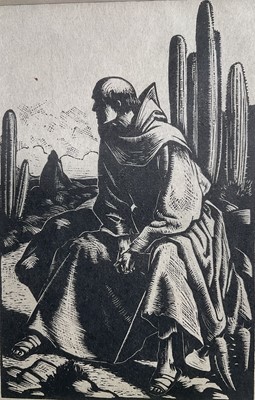 Lot 270 - Clare Leighton (1898-1989) woodcut print - Brother Juniper, 12cm x 8cm, unframed