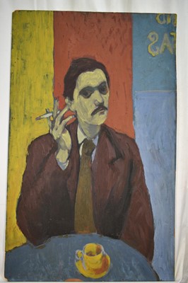 Lot 1386 - *William Senior, 20th century oil on board - Self-Portrait, inscribed verso, 75cm x 47cm, unframed