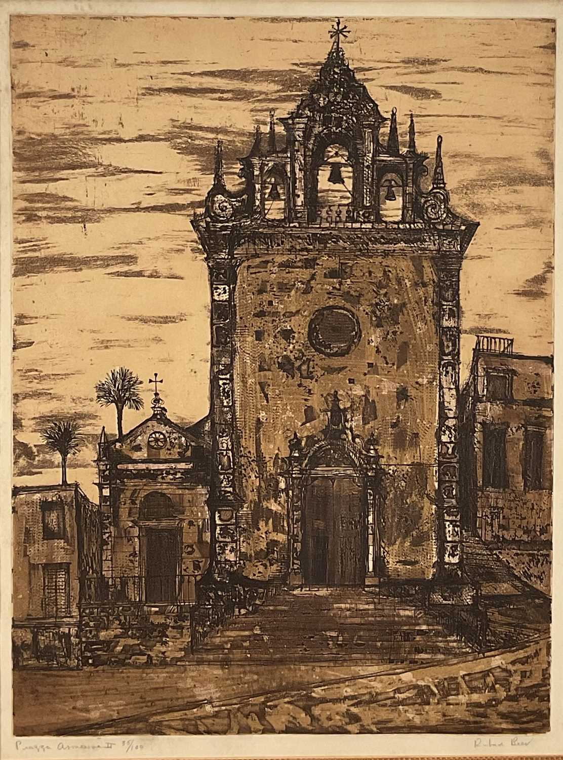 Lot 97 - Richard Beer (1928-2017) etching and aquatint - Piazza Armerina 2, signed and numbered 35/100, in glazed frame