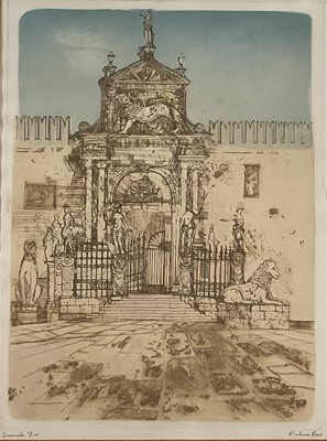 Lot 98 - Richard Beer (1928-2017) etching and aquatint - The Arsenale, signed and numbered 11/100, in glazed frame
