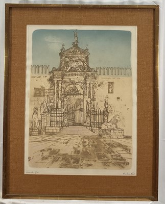 Lot 98 - Richard Beer (1928-2017) etching and aquatint - The Arsenale, signed and numbered 11/100, in glazed frame