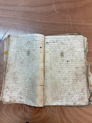 Lot 1665 - Tin trunk inscribed Col.Vans Agnew containing documents and antiquarian books