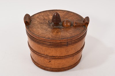 Lot 1036 - Good quality antique burrwood butter dish and cover