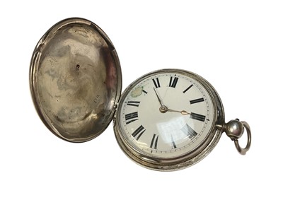 Lot 170 - Georgian silver full hunter pocket watch with movement signed Benjamin Hills, Sudbury