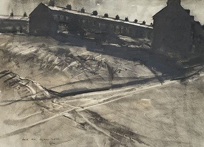 Lot 290 - Geoffrey Lefever (b.1932) watercolour and charcoal - Abertidwr, South Wales, 1970, 54cm x 73cm, in glazed frame