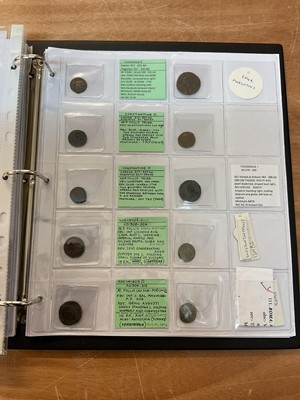 Lot 413 - Ancient - Album containing mixed coins to include Roman Caligula silver Denarius (N.B. Believed to be a copy), silver Antoninianus of Gordian III Philip I, Herennia Etruscilla, silver Argentius...