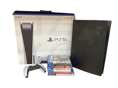 Lot 1990 - Sony PS5 825GB PlayStation with spare black face plates together with small collection of PlayStation 4 games