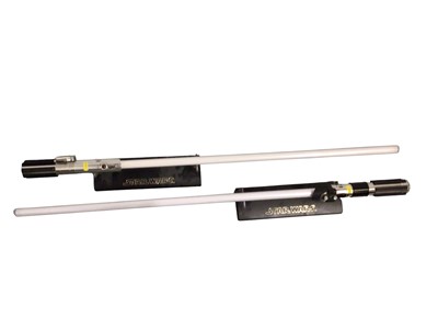 Lot 45 - Master Replicas Star Wars Lightsabers, with stands (2)