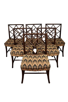 Lot 1596 - Set of six Georgian style Cockpen dining chairs