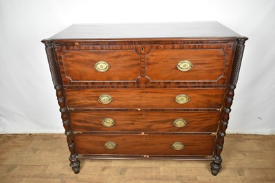 Lot 1610 - Early 19th century mahogany secretaire chest