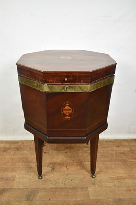 Lot 1613 - George III mahogany and inlaid octagonal wine cooler