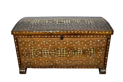 Lot 1615 - 19th century Moorish hardwood and mother of pearl inlaid domed trunk