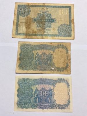 Lot 415 - India - British Raj Reserve Bank of India George V 10 Rupee banknotes