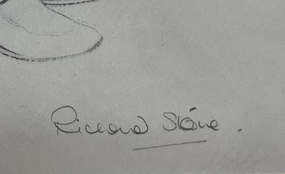 Lot 19 - Richard Stone and Eric Morecambe signed and autographed lithograph - Pencil sketch for Portrait of Eric Morecambe, 44.5cm x 34.5cm, in glazed frame
