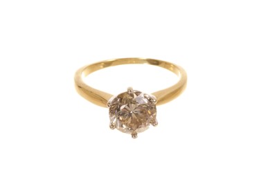 Lot 682 - Diamond single stone ring with a brilliant cut diamond estimated to weigh approximately 2cts