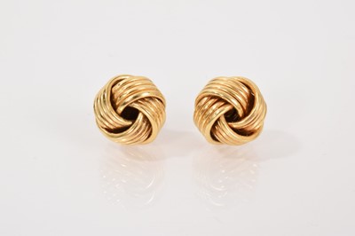 Lot 684 - Pair of 18ct gold knot earrings