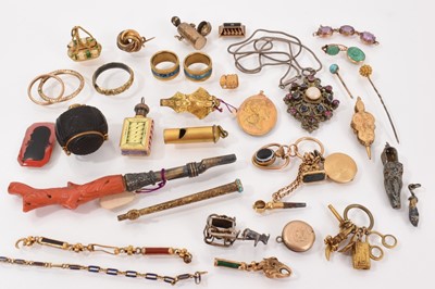 Lot 536 - An interesting group of 19th century charms to include a novelty 'Jack-in-the-box' charm