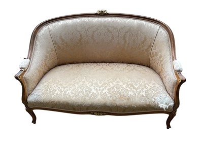 Lot 1652 - 18th century style beech framed bowed settee