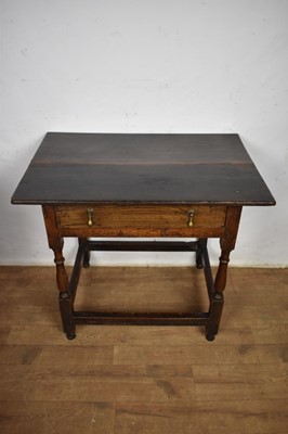 Lot 1651 - Late 17th century oak single drawer side table