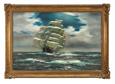 Lot 1273 - *Henry Scott (1911-2005) oil on canvas - Moonlight on the Glengarry, signed, 61cm x 91cm, in gilt frame. Provenance: MacConnal-Mason & Son. Bonhams, The Marine Sale, 15th April 2014,...