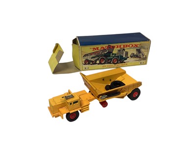 Lot 1817 - Dinky Jones Fleetmaster Cantilever Crane, No.970, Merryweather Marquis Fire Tender, No.285 & Matchbox KW-Dart Dump Truck, K2, all boxed (3)