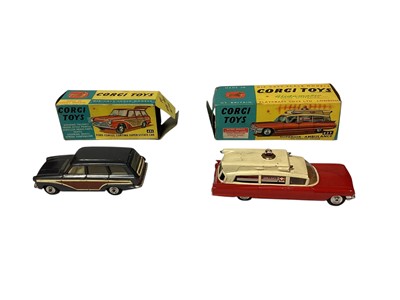 Lot 1818 - Corgi The Man from U.N.C.L.E. gun firing Thrush-Buster, No.497, Cadillac Superior Ambulance, No.437, Porsche Carrera 6, No.330, Ford Consul Cortina Super Estate Car, No.491 & Rover 2000 TC,...
