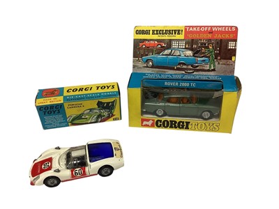 Lot 1818 - Corgi The Man from U.N.C.L.E. gun firing Thrush-Buster, No.497, Cadillac Superior Ambulance, No.437, Porsche Carrera 6, No.330, Ford Consul Cortina Super Estate Car, No.491 & Rover 2000 TC,...