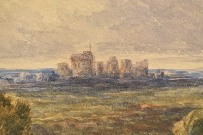 Lot 159 - Stanfield Shepherd, 1860s watercolour - Deer in Windsor Park, the castle beyond, signed and dated 1861, 31cm x 48cm, together with another English School watercolour depicting a similar view, 27...