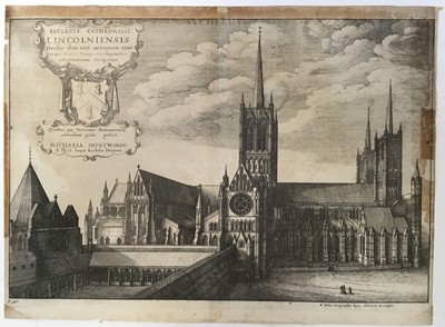 Lot 264 - Wenceslaus Holler (1607-1677) etching - Lincoln Cathedral, 1673, signed in the plate below image, 27cm x 40cm, unframed