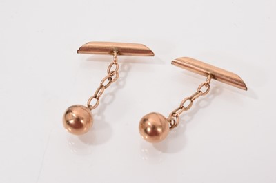 Lot 711 - Pair of late Victorian rose gold ball and bar cufflinks (Birmingham 1901)