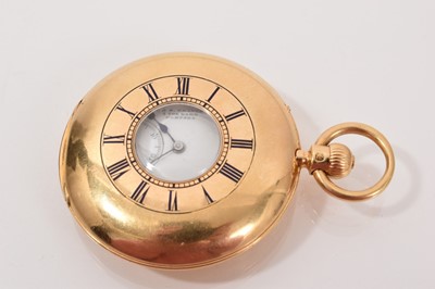 Lot 772 - 18ct gold half hunter pocket watch by E & E. Emanuel
