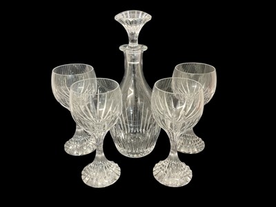 Lot 1133 - Baccarat Massena pattern decanter and four matching wine glasses.