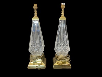 Lot 1134 - Pair of Waterford crystal table lamps, possibly in the Versailles pattern