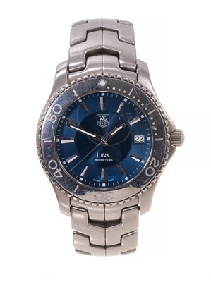 Lot 754 - Tag Heuer Link stainless steel wristwatch with blue dial
