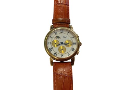 Lot 162 - Rotary moonphase calendar wristwatch on brown leather strap