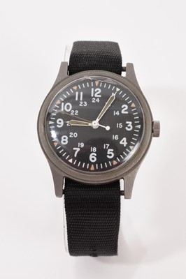 Lot 758 - American military wristwatch on black canvas strap