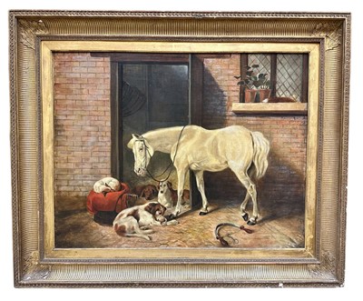 Lot 1201 - After Edwin Landseer (1802-1873) oil on canvas - 'Scarbro, An Old Cover Hack', 71cm x 91cm, in gilt frame