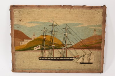 Lot 1132 - Two 19th century woolwork ship pictures