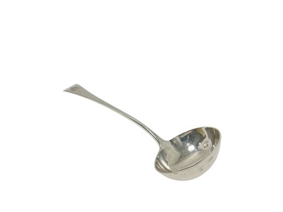 Lot 451 - Victorian silver Old English pattern soup ladle, with engraved monogram (London 1898)