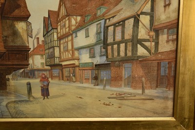 Lot 167 - James Lawson Stewart (1841-1929) large watercolour - Old Temple Street, Bristol, signed, 62cm x 99cm, in glazed gilt frame